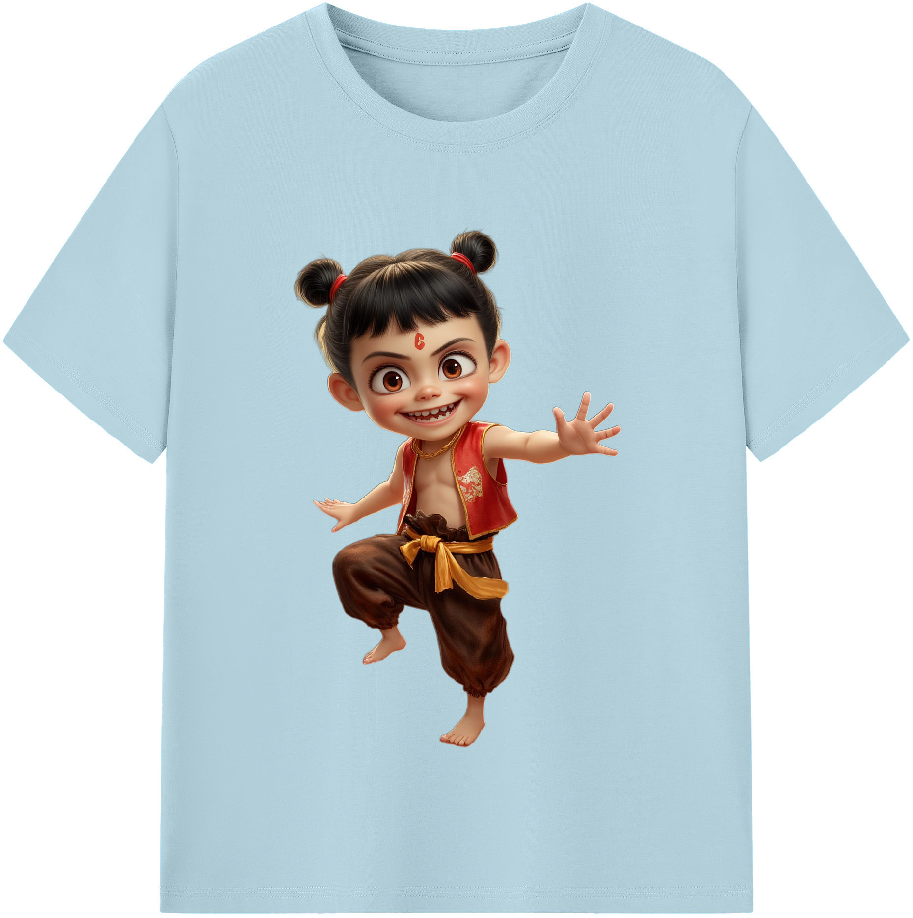 （画像用） Ne Zha 2 ナタ 魔童の大暴れ 綿100％半袖Tシャツ（フロントプリント）
